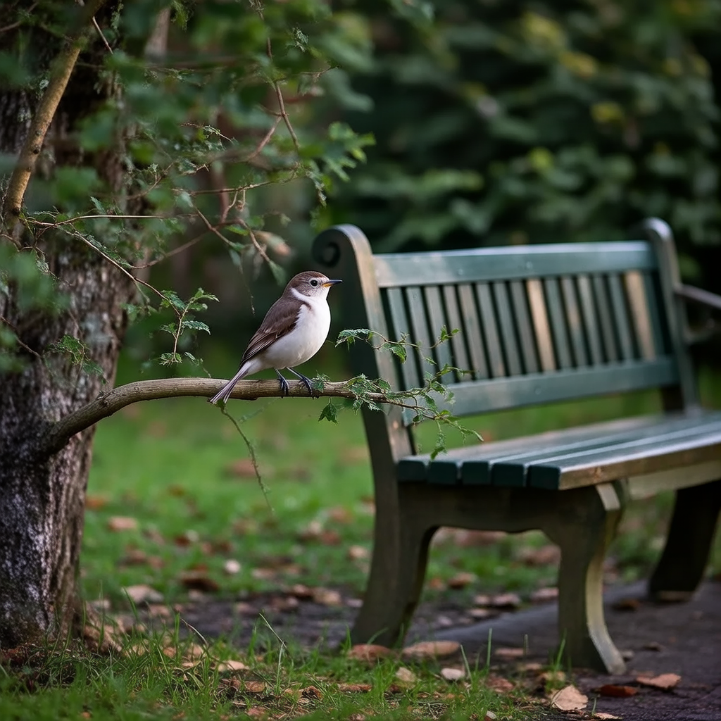 A bird perched on a branch, the branch extending from a tree
