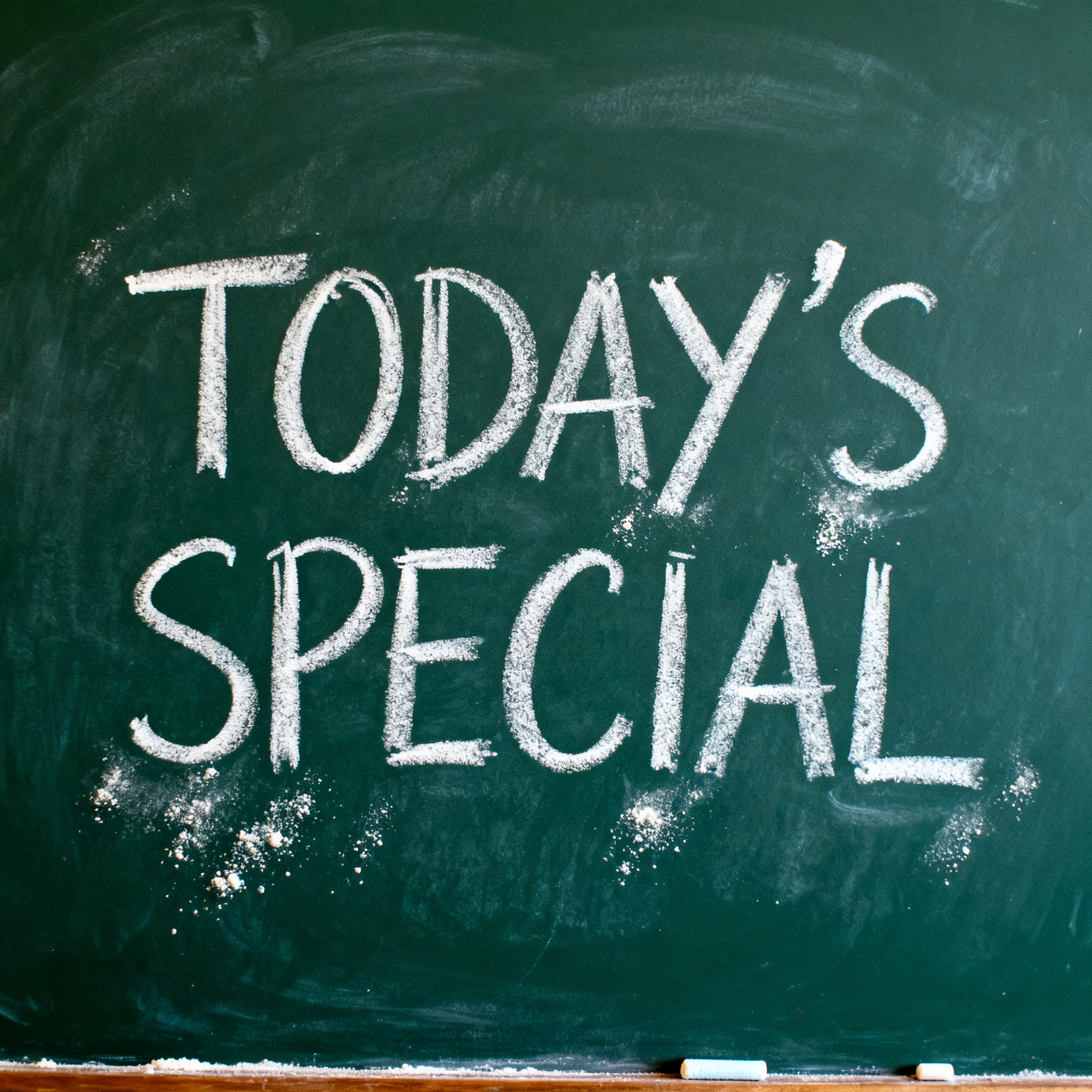 The phrase 'TODAY'S SPECIAL' written in white chalk on a dar