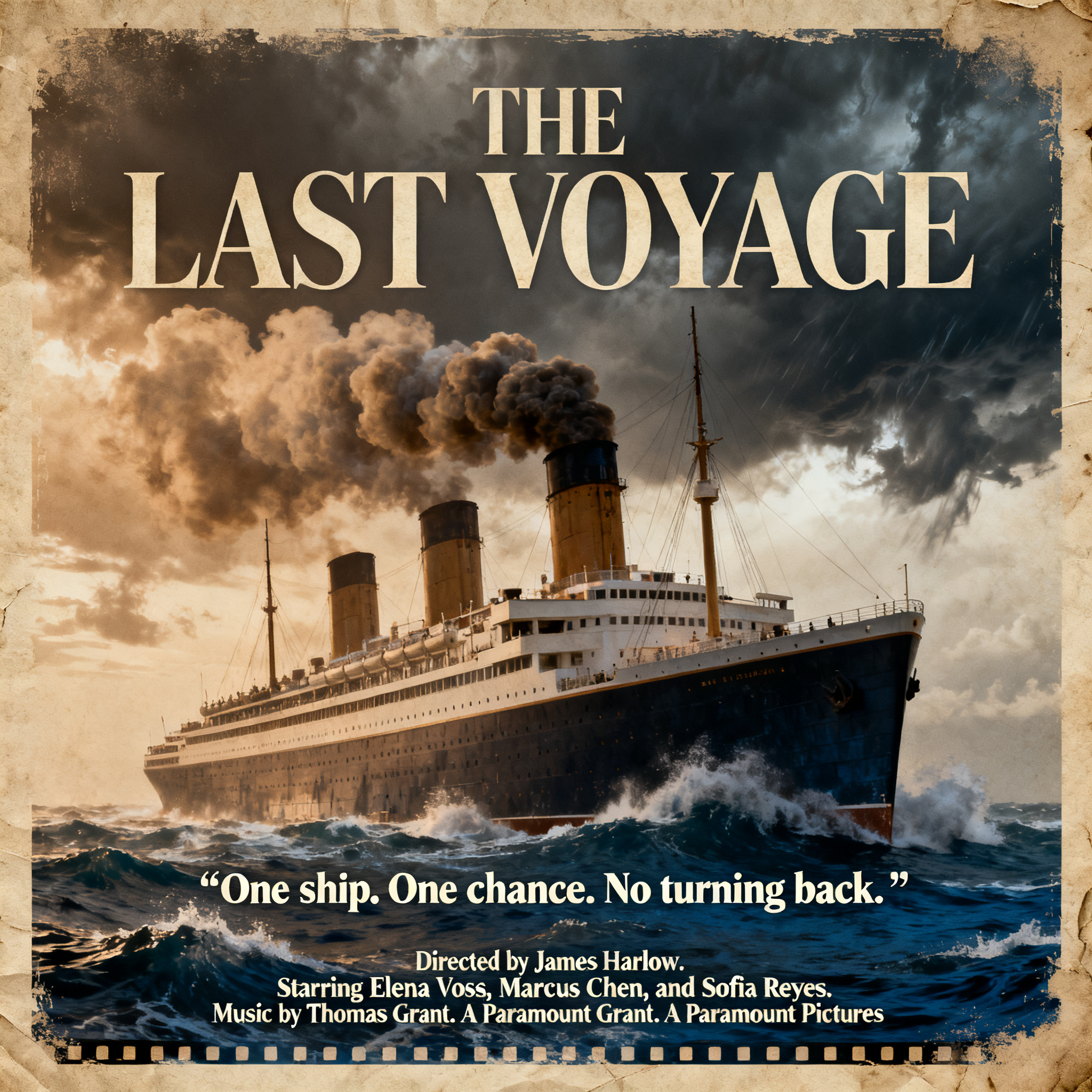 A vintage movie poster for 'THE LAST VOYAGE' featuring a tag