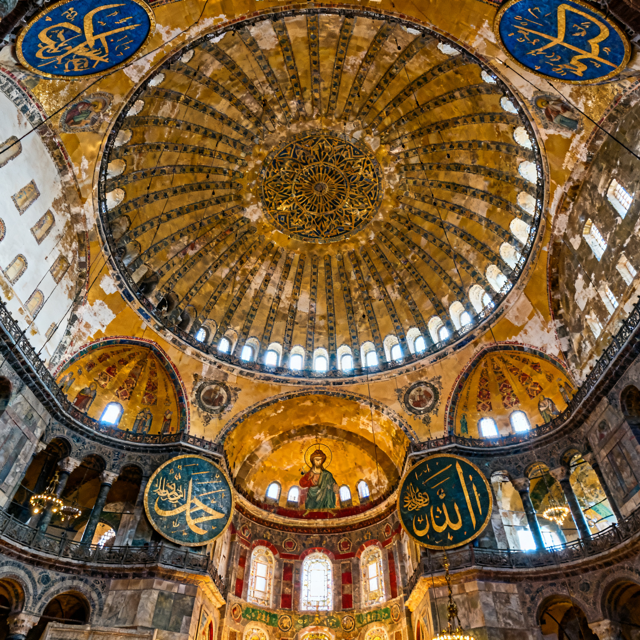 The Hagia Sophia interior showing the massive central dome, 