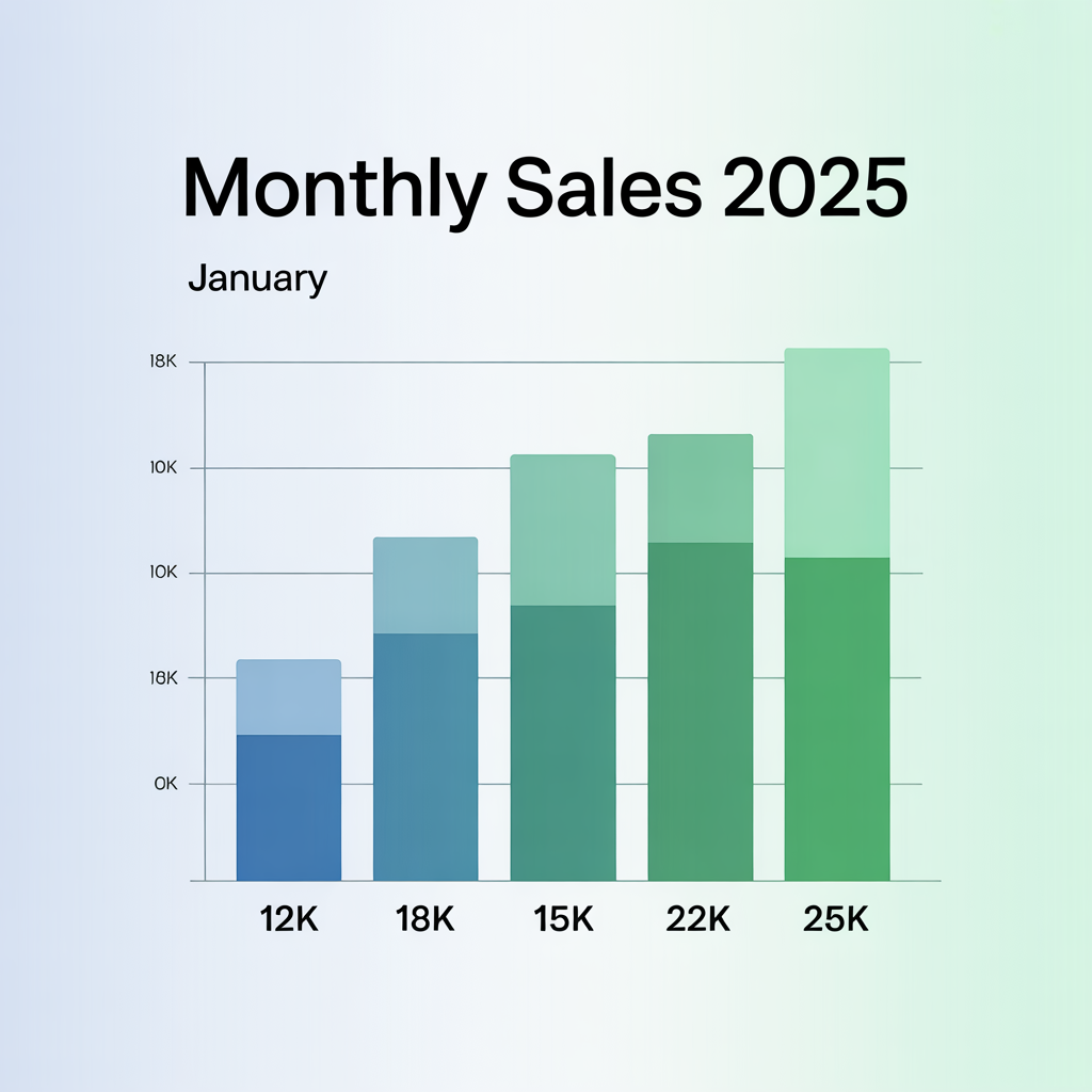 A bar chart showing monthly sales for January through June w