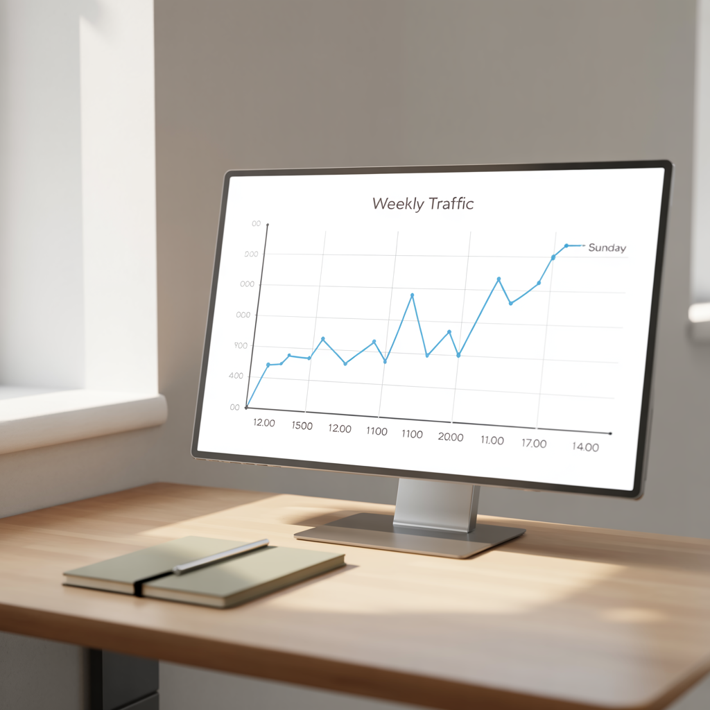 A simple line graph showing daily website visitors over one 