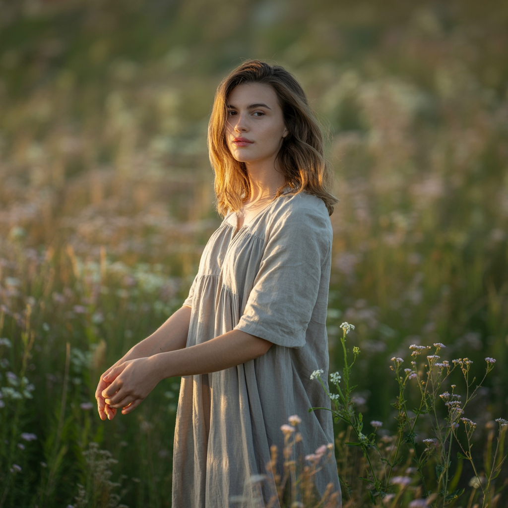 A person standing with both hands visible at their sides, fi