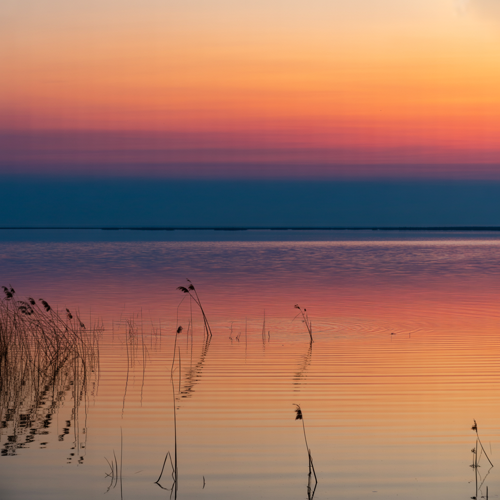 A sunset sky gradient on a flat surface from #FF6B35 (orange