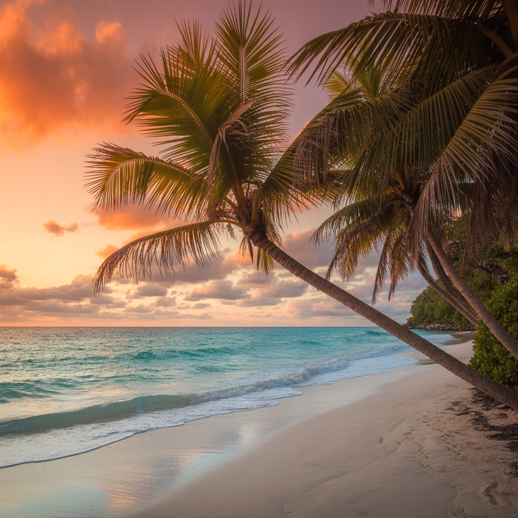 A tropical beach scene with no people