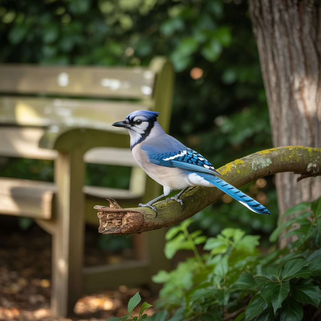 A bird perched on a branch, the branch extending from a tree