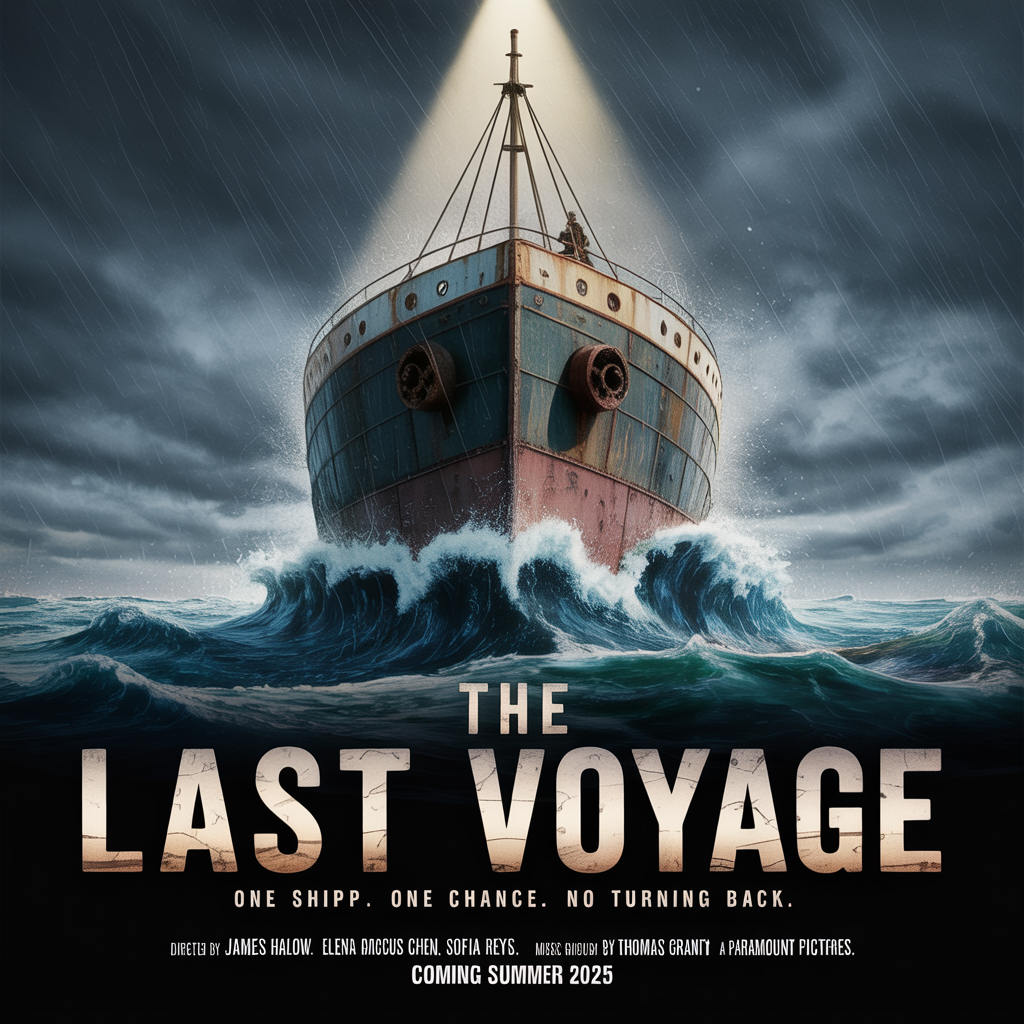 A vintage movie poster for 'THE LAST VOYAGE' featuring a tag
