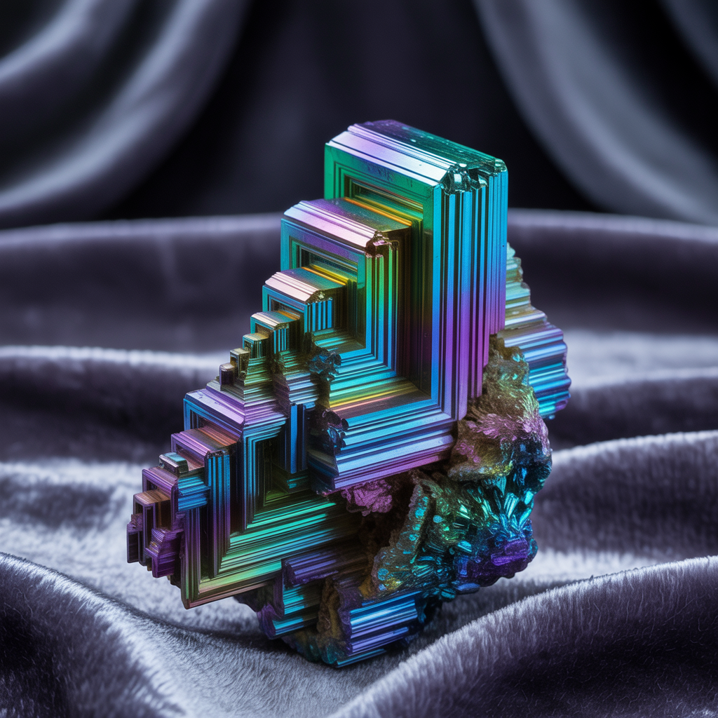A specimen of bismuth crystal showing accurate iridescent ox