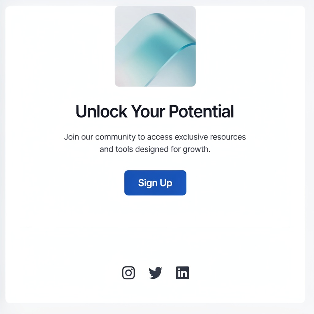 A landing page design with a hero header image at the top, a