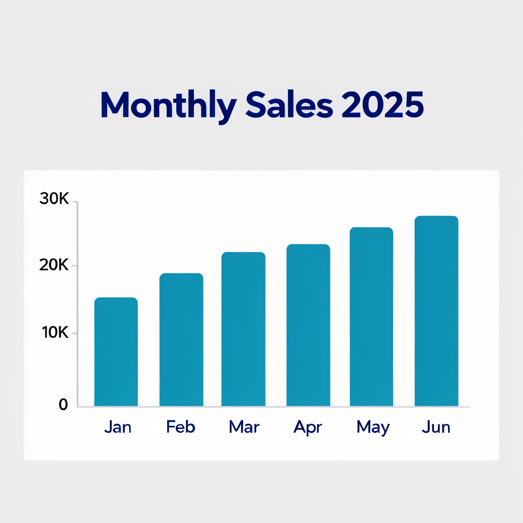 A bar chart showing monthly sales for January through June w