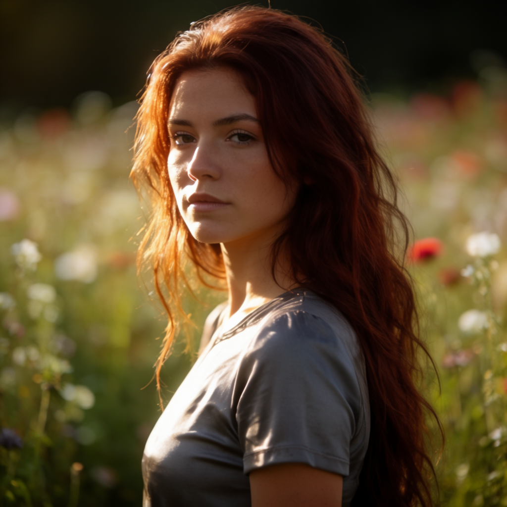 A portrait shot at 85mm f/1.4 with creamy bokeh background, 