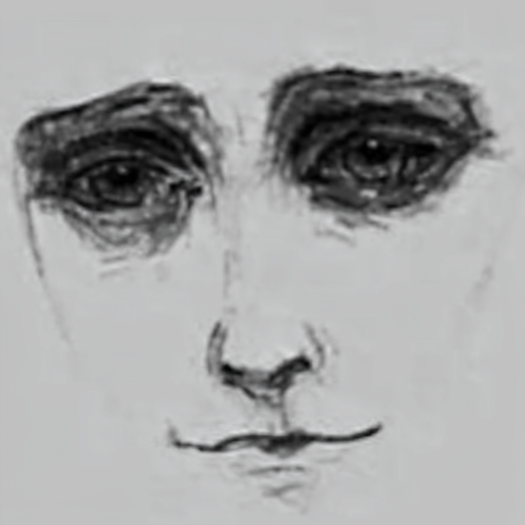 A human face with eyes, nose, and mouth but no eyebrows