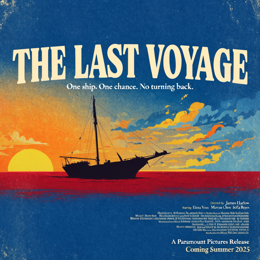 A vintage movie poster for 'THE LAST VOYAGE' featuring a tag