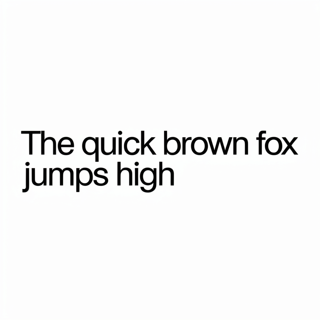 The sentence 'The quick brown fox jumps high' in clean black