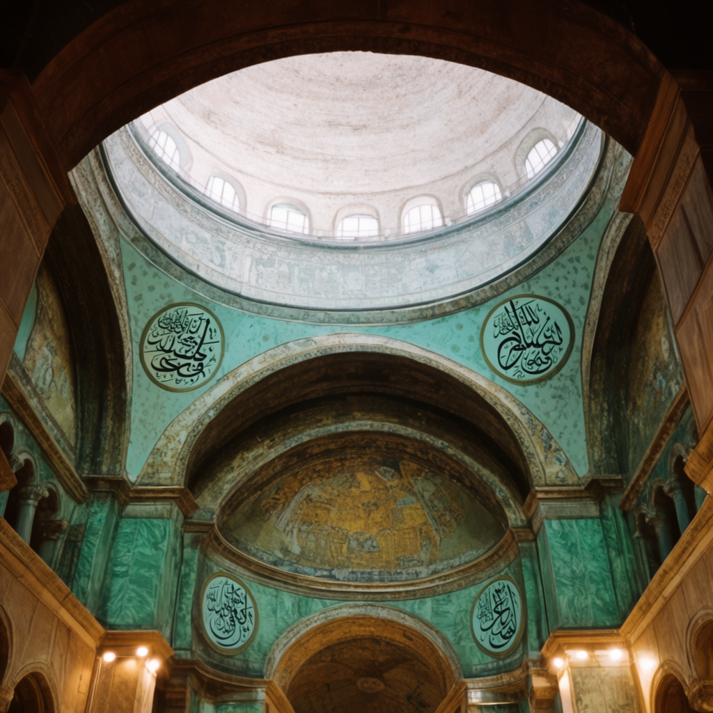 The Hagia Sophia interior showing the massive central dome, 