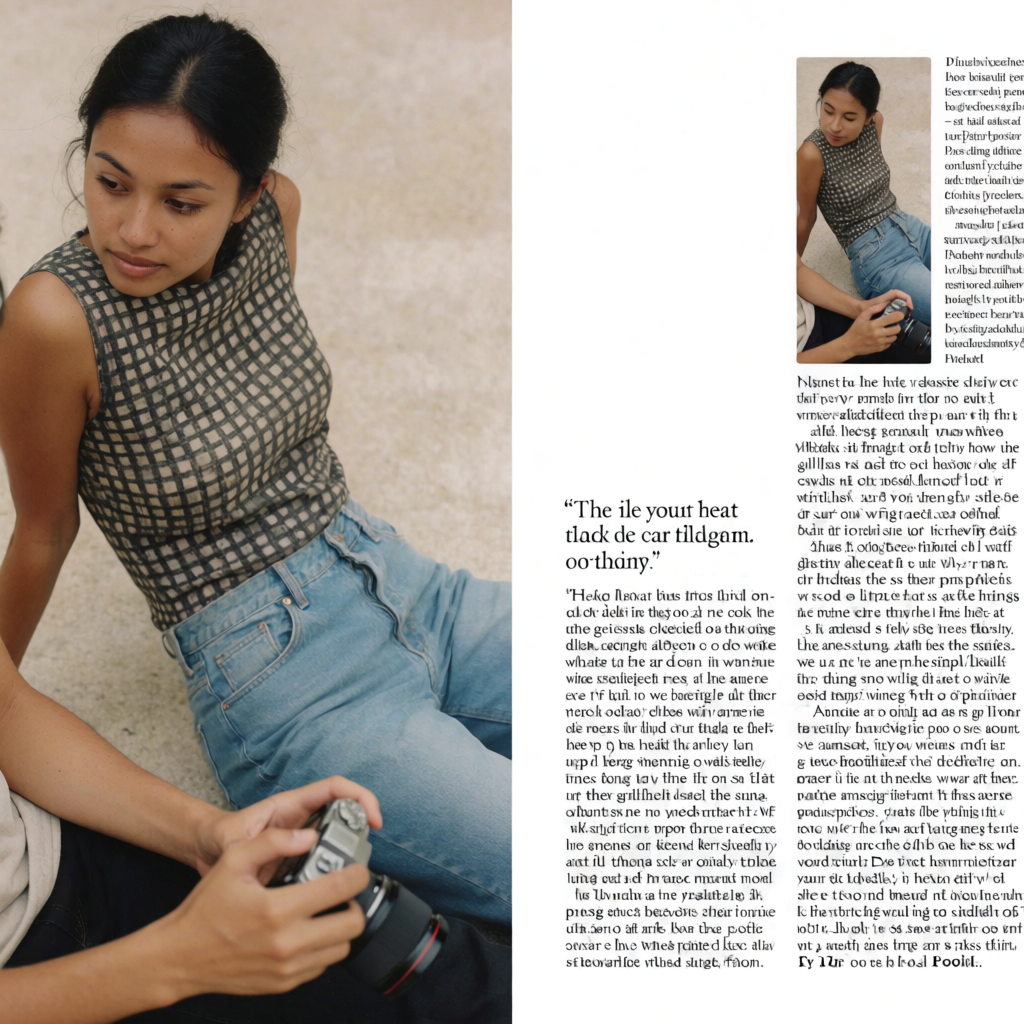 A magazine double-page spread with a left page containing a 