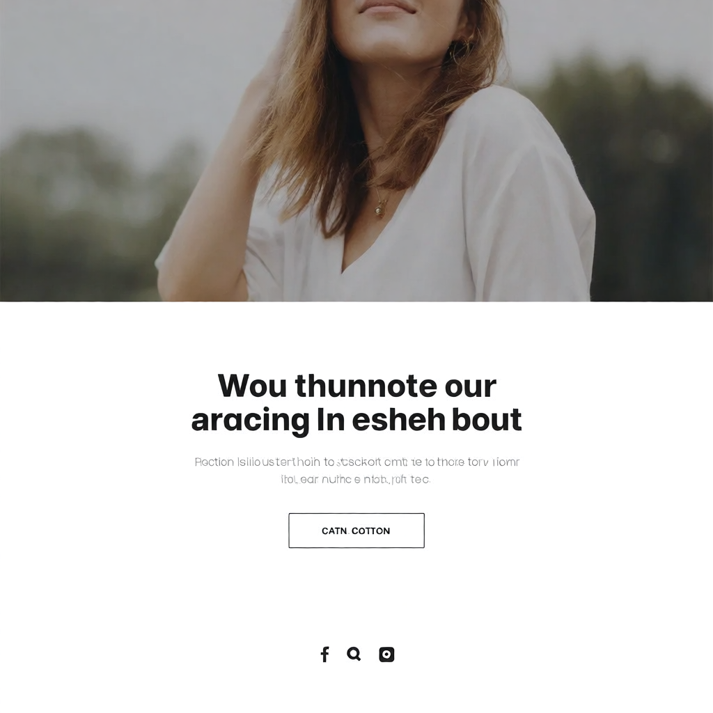 A landing page design with a hero header image at the top, a