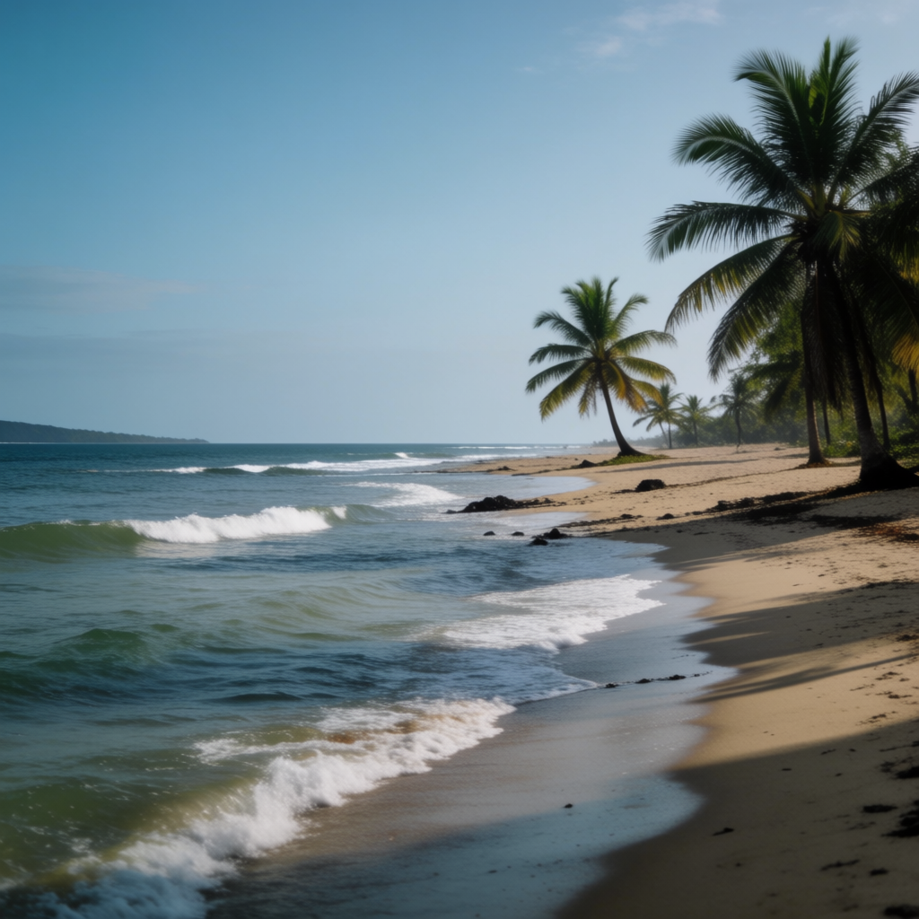 A tropical beach scene with no people