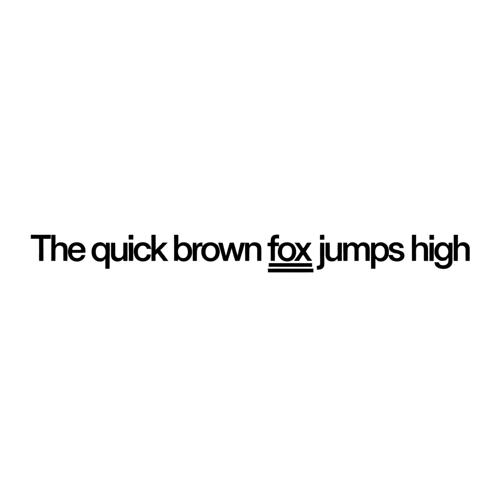 The sentence 'The quick brown fox jumps high' in clean black