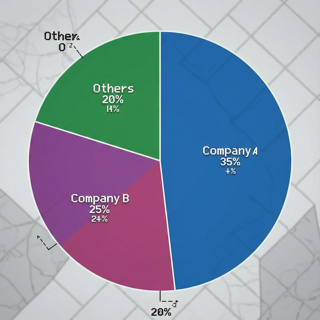 A pie chart showing market share: Company A 35%, Company B 2