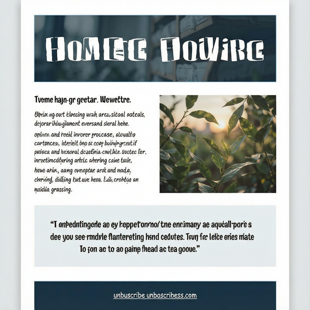 A newsletter layout with a banner image header, a two-column