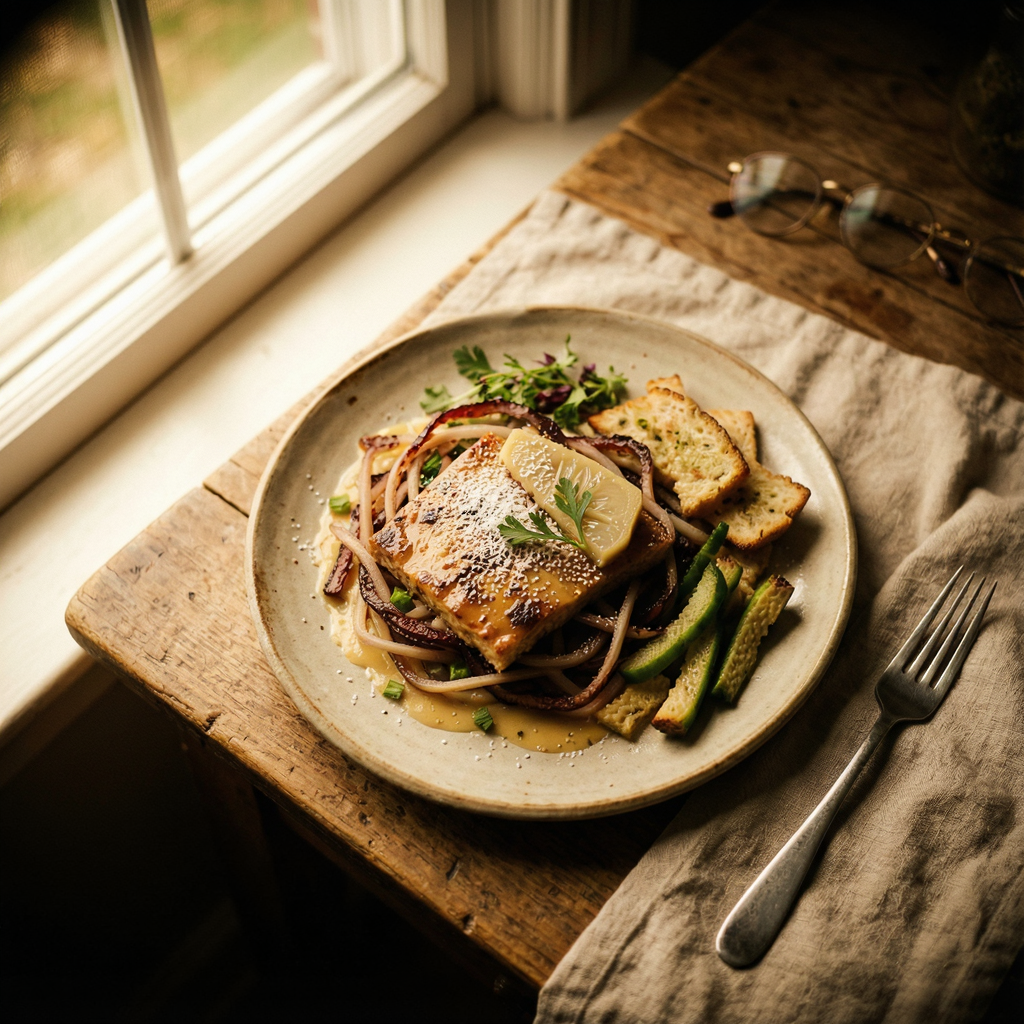 A food photograph shot from above at 35mm f/2.8 with natural