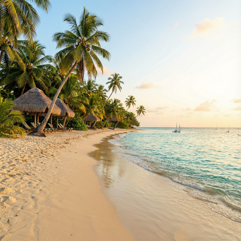 A tropical beach scene with no people