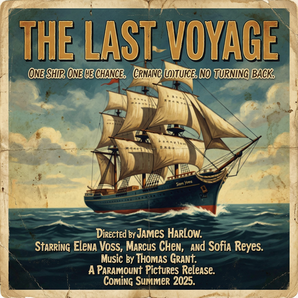 A vintage movie poster for 'THE LAST VOYAGE' featuring a tag