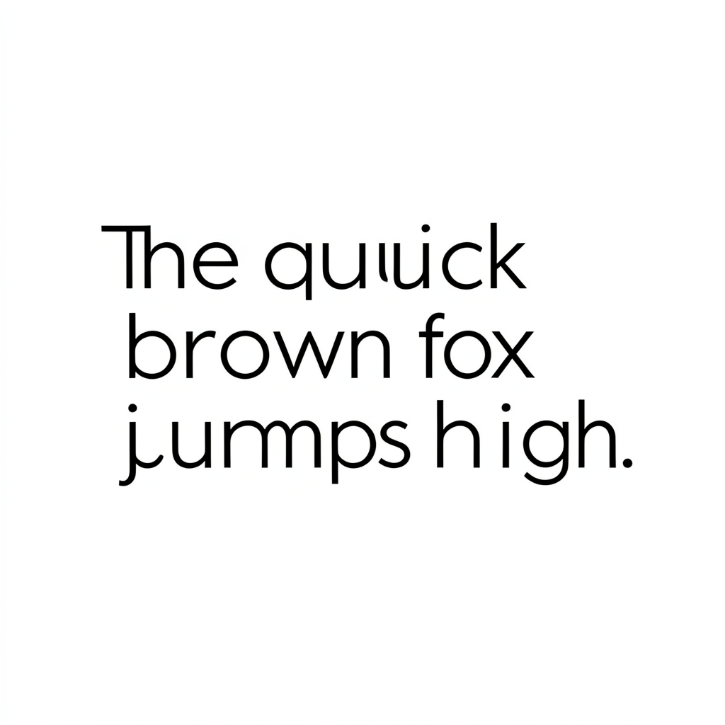 The sentence 'The quick brown fox jumps high' in clean black