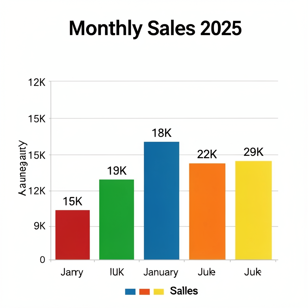 A bar chart showing monthly sales for January through June w