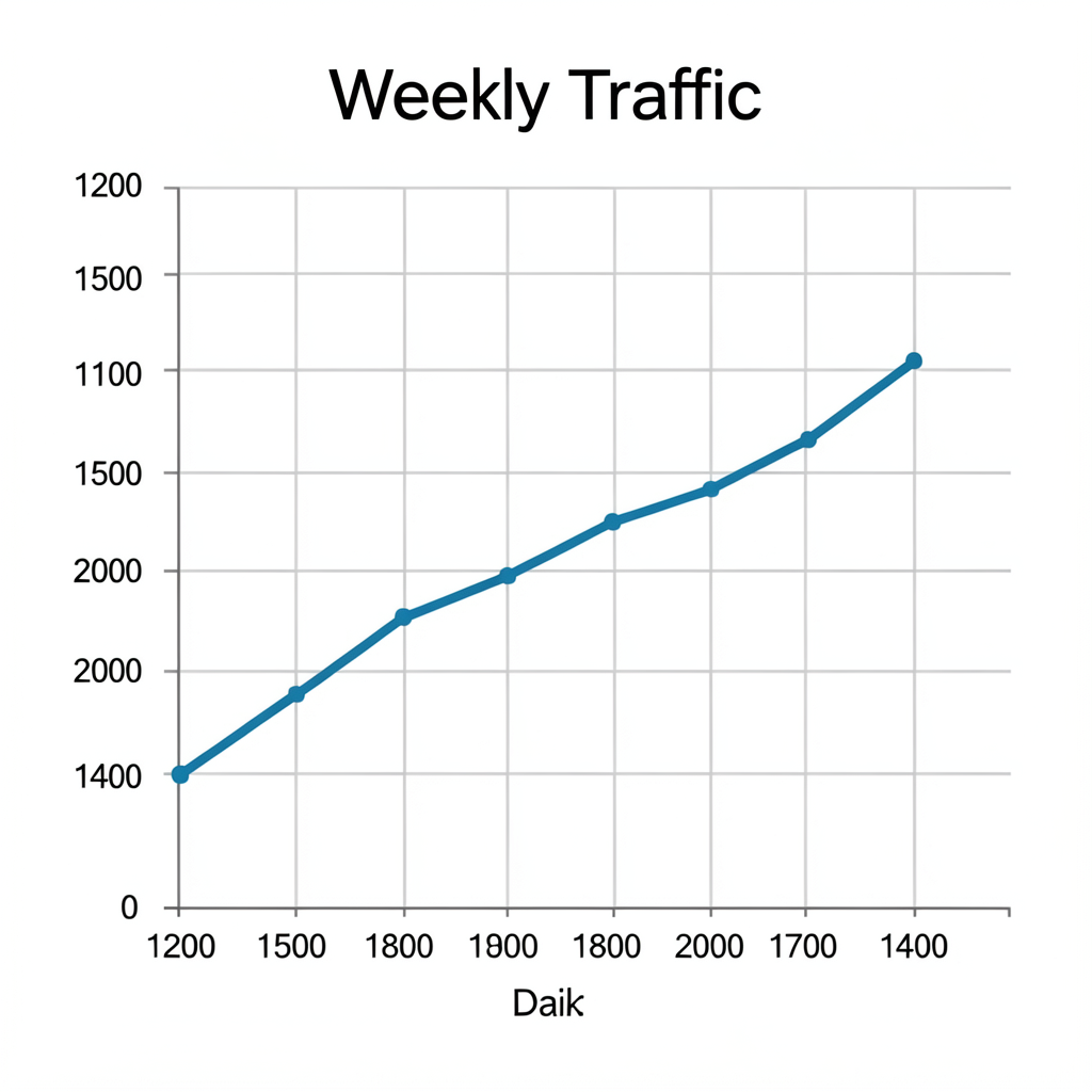 A simple line graph showing daily website visitors over one 
