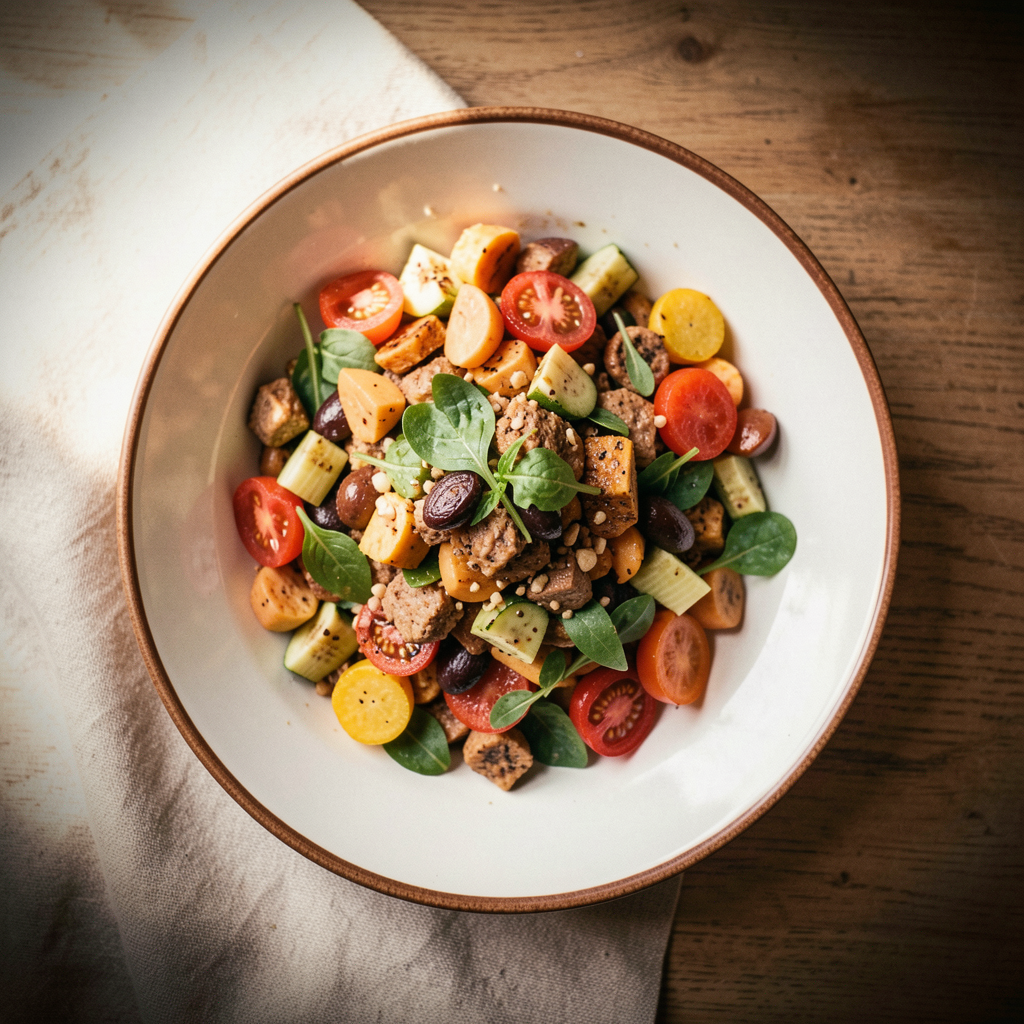 A food photograph shot from above at 35mm f/2.8 with natural