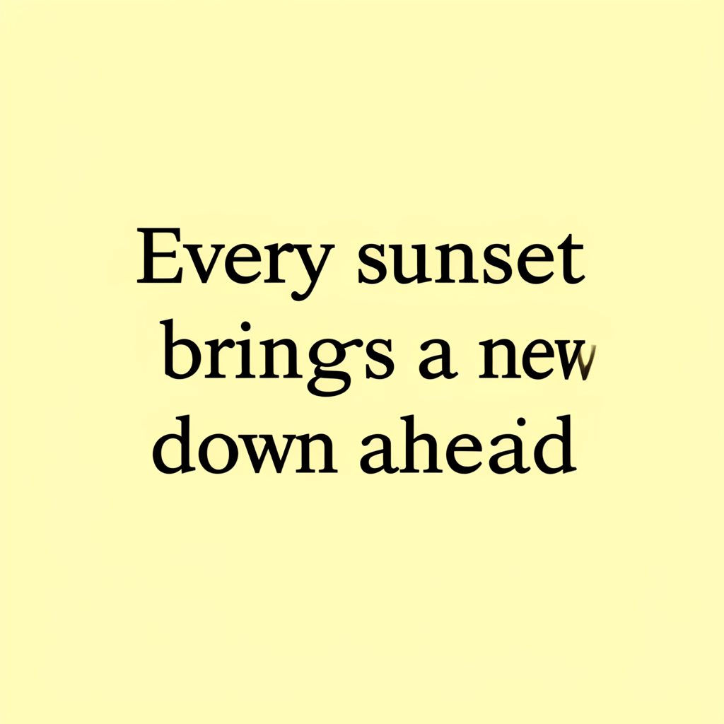 'Every sunset brings a new dawn ahead' written neatly on a p