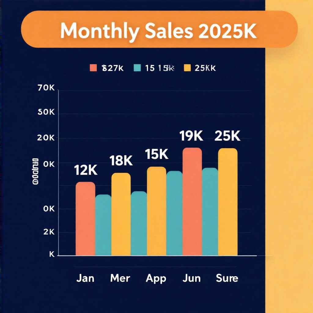 A bar chart showing monthly sales for January through June w
