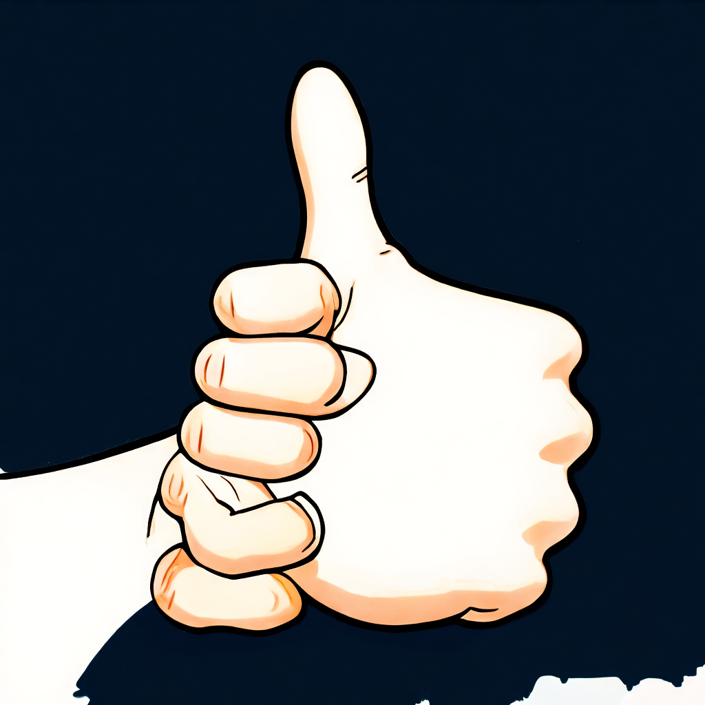 A hand giving a thumbs-up with four fingers curled and thumb