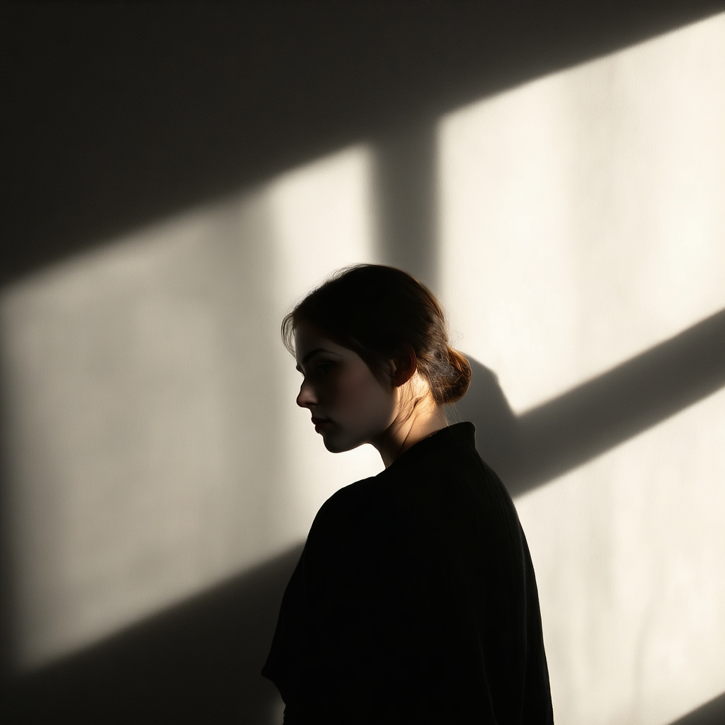 A portrait lit with classic Rembrandt lighting — triangle of
