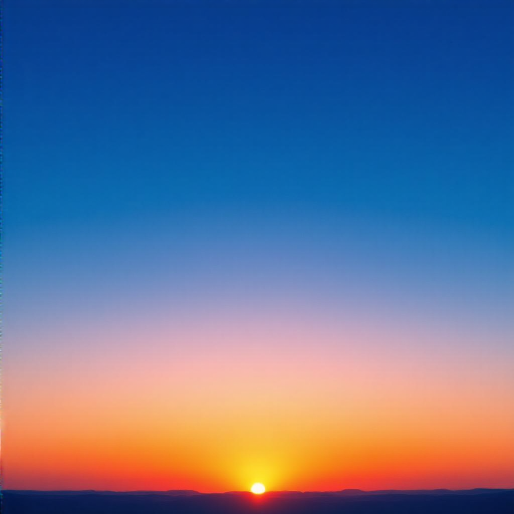 A sunset sky gradient on a flat surface from #FF6B35 (orange