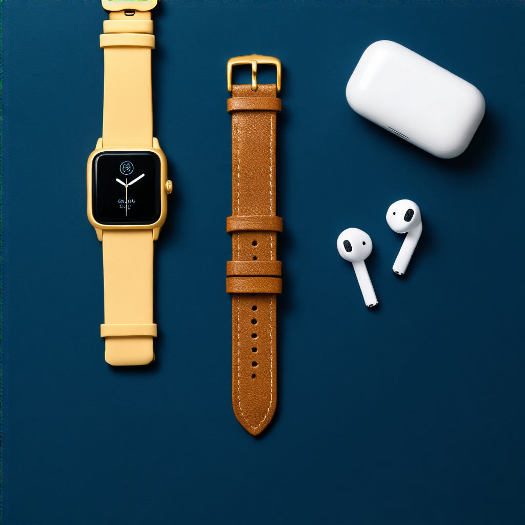 A product flat-lay on a #1A1A2E (deep dark blue) background,