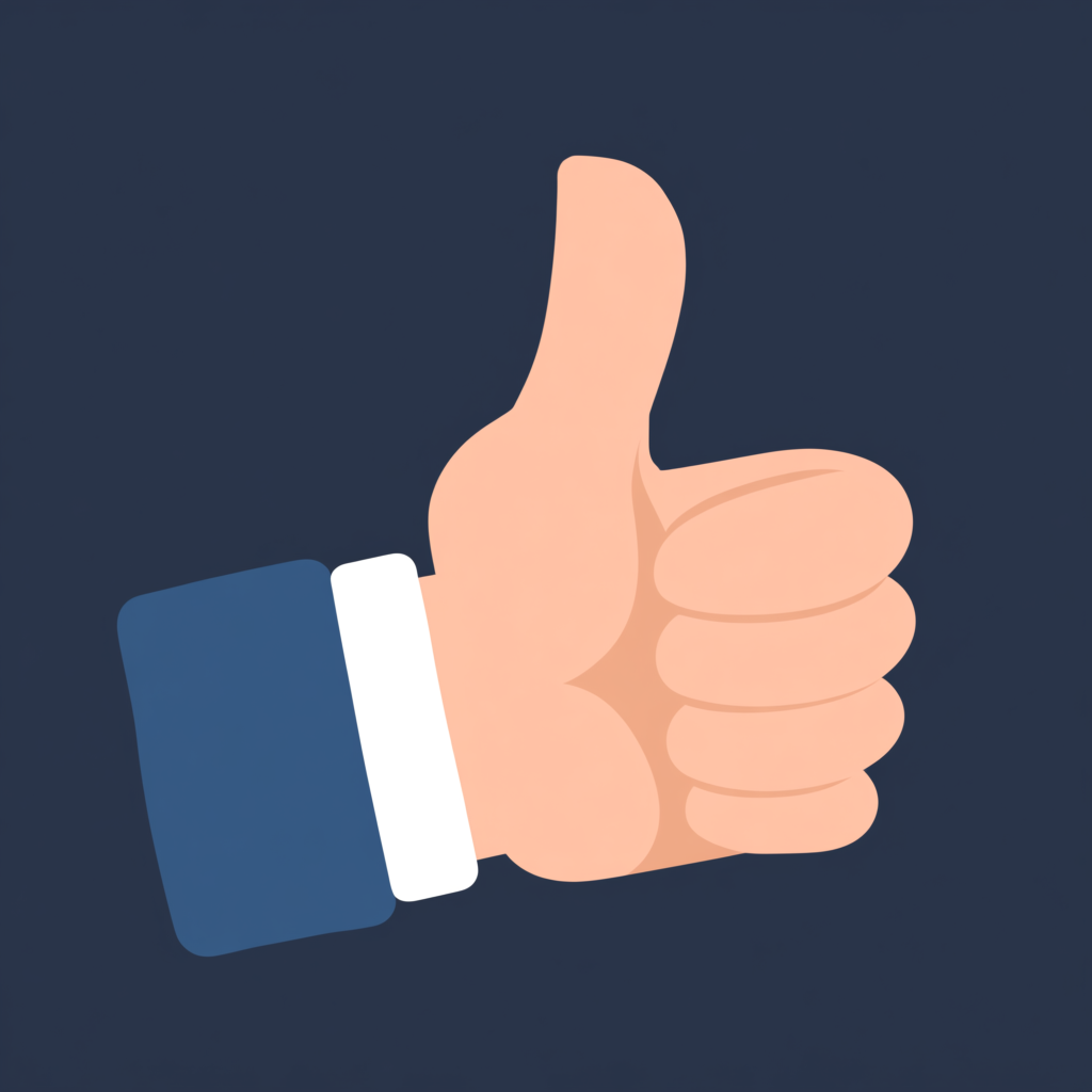 A hand giving a thumbs-up with four fingers curled and thumb