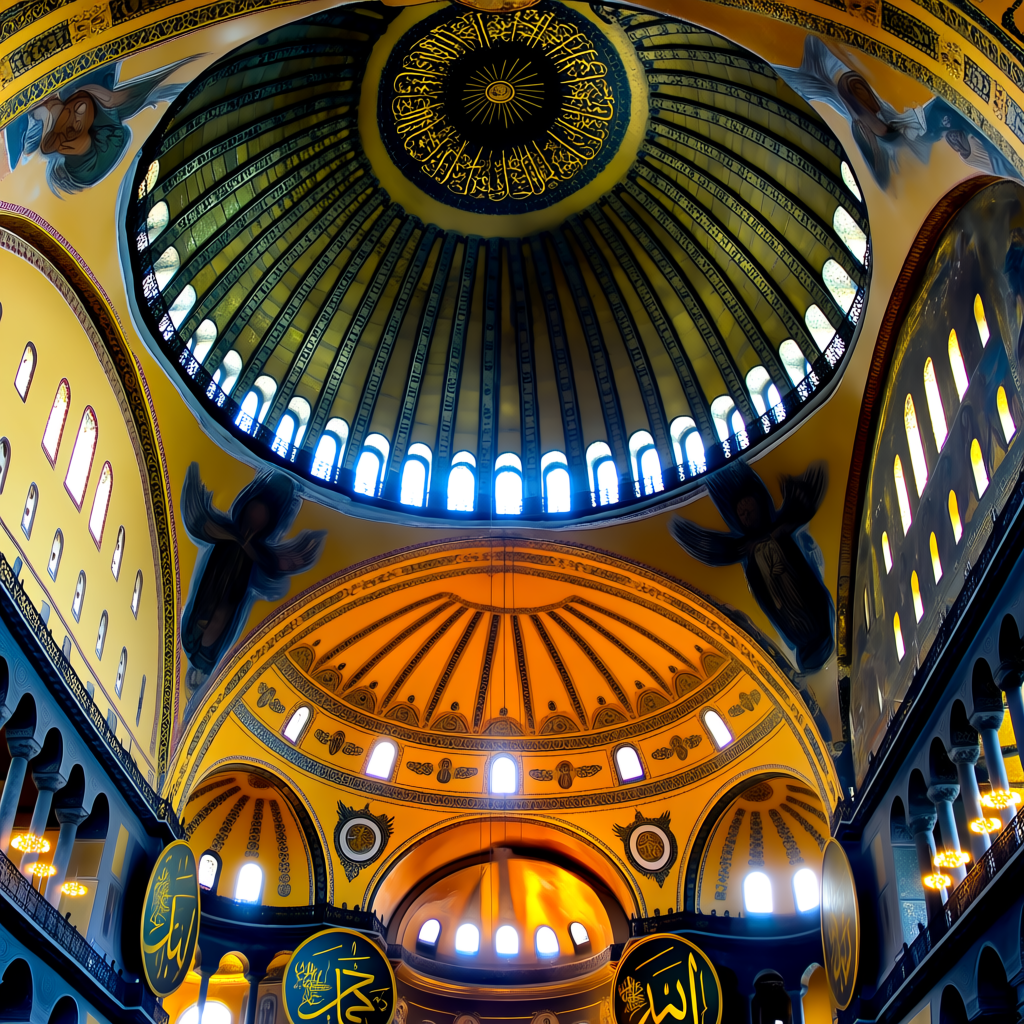 The Hagia Sophia interior showing the massive central dome, 