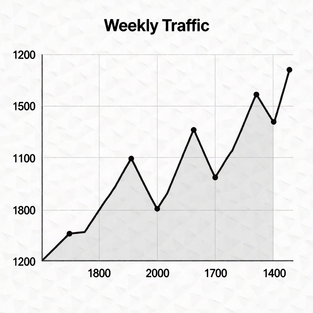 A simple line graph showing daily website visitors over one