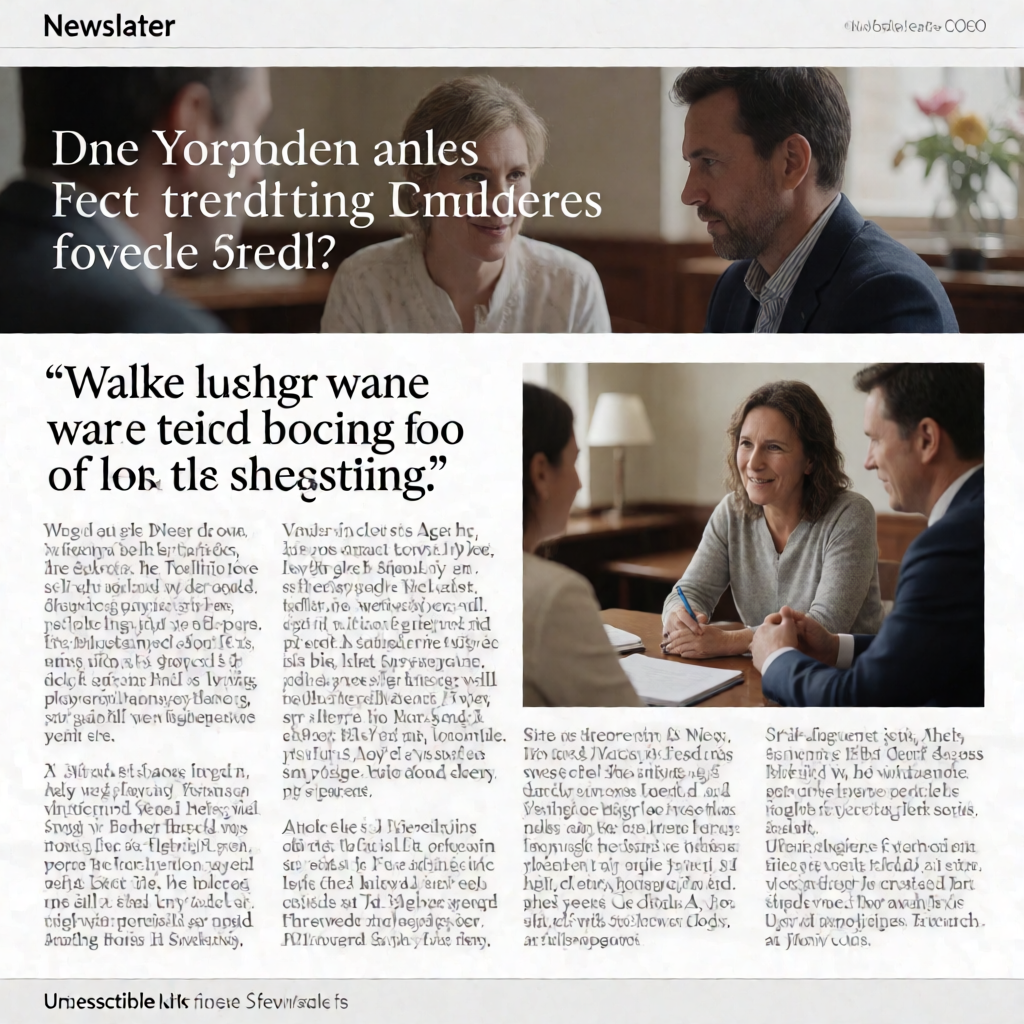 A newsletter layout with a banner image header, a two-column
