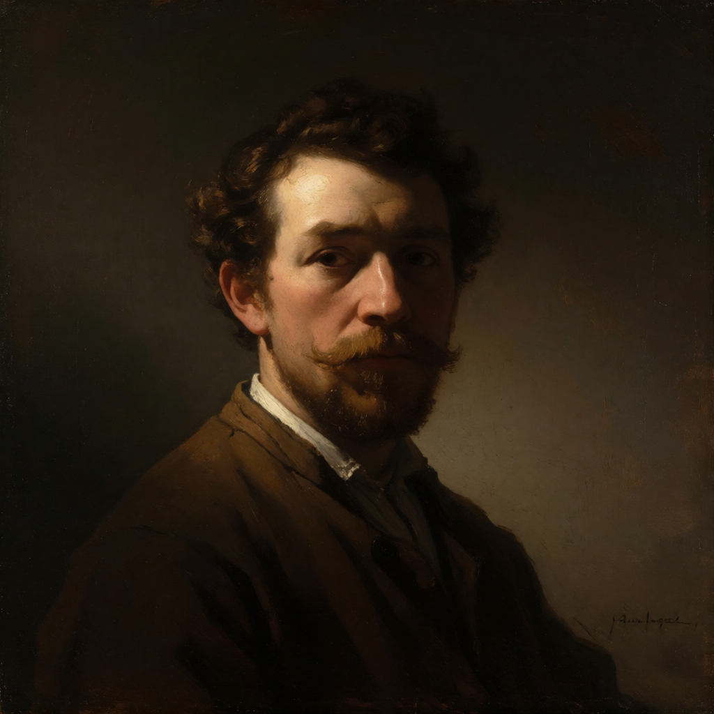 A portrait lit with classic Rembrandt lighting — triangle of
