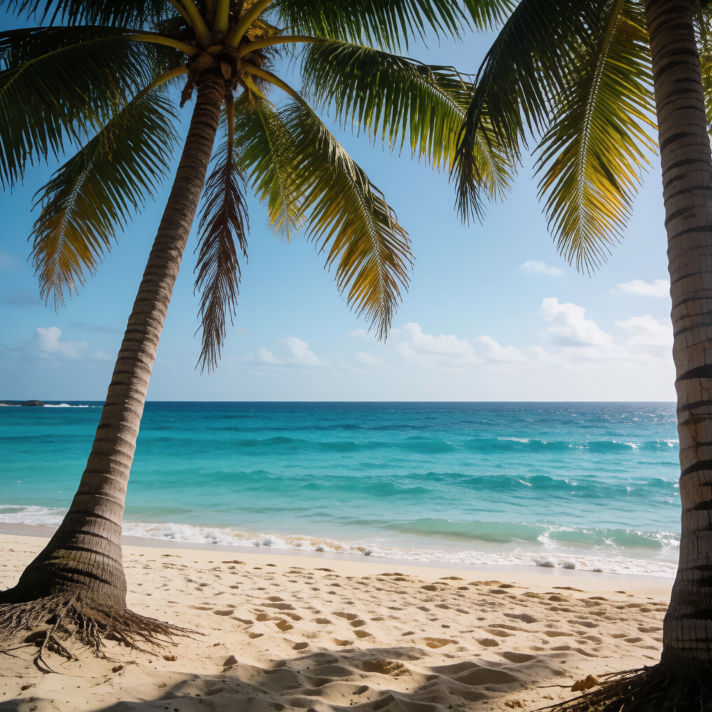 A tropical beach scene with no people