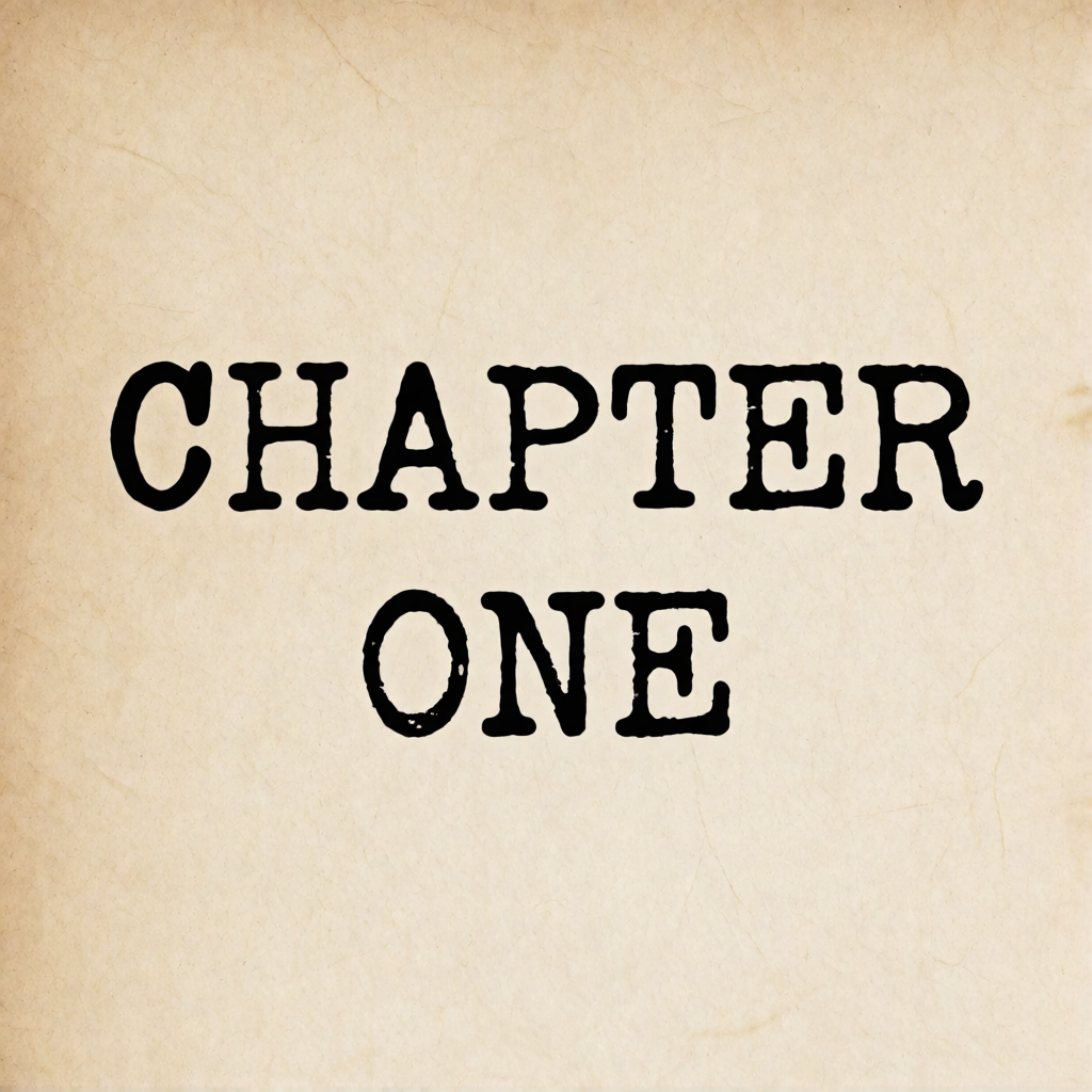 The word 'CHAPTER ONE' typed on aged paper with a vintage ty
