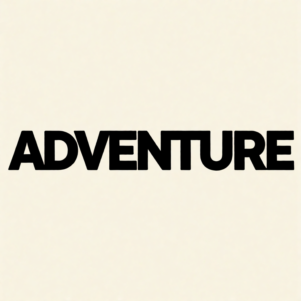 The word 'ADVENTURE' in big bold letters centered on a plain