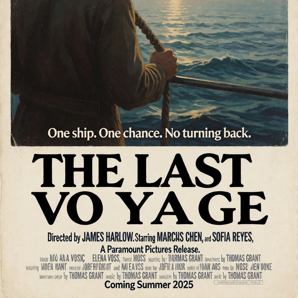 A vintage movie poster for 'THE LAST VOYAGE' featuring a tag