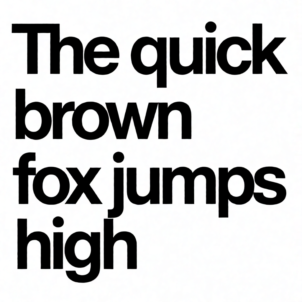 The sentence 'The quick brown fox jumps high' in clean black