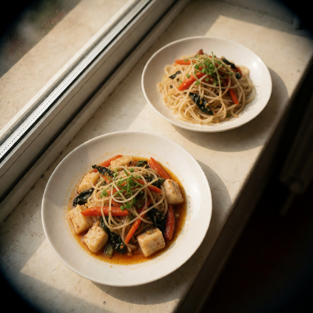 A food photograph shot from above at 35mm f/2.8 with natural