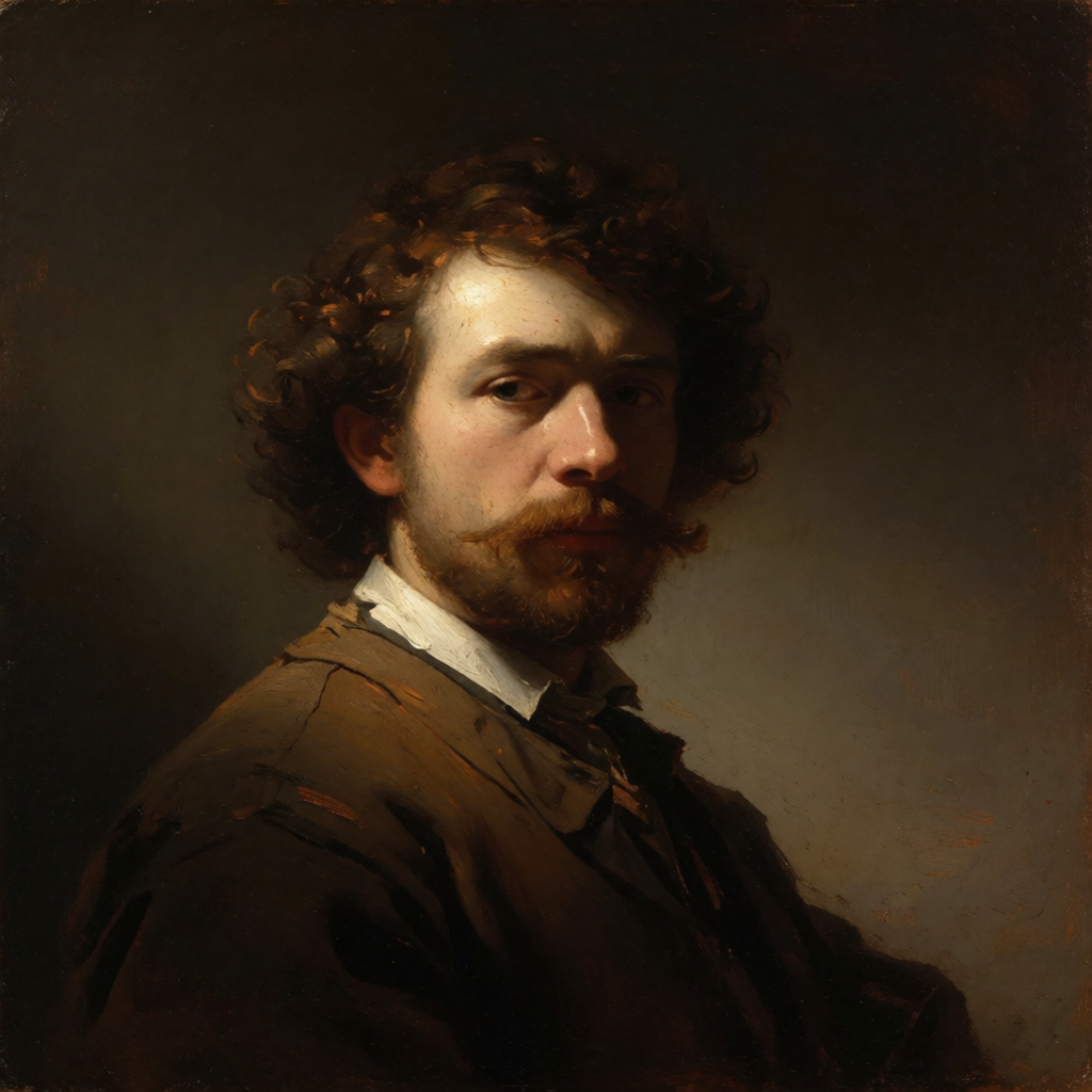 A portrait lit with classic Rembrandt lighting — triangle of
